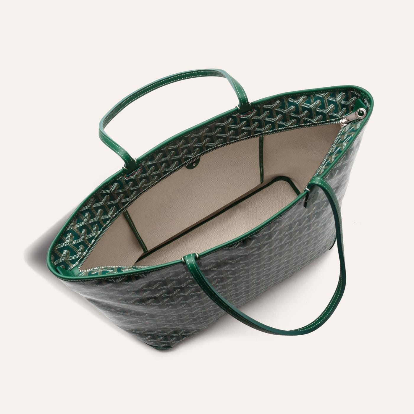 Goyard Artois Tote MM Green Goyardine Canvas & Chevroches Calfskin Palladium Hardware - Image 4